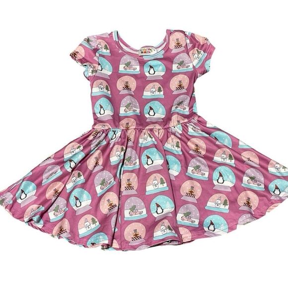 Dot Dot Smile Short Sleeve Holiday Twirl Dress Purple Pink Blue Size 2T - Picture 1 of 10